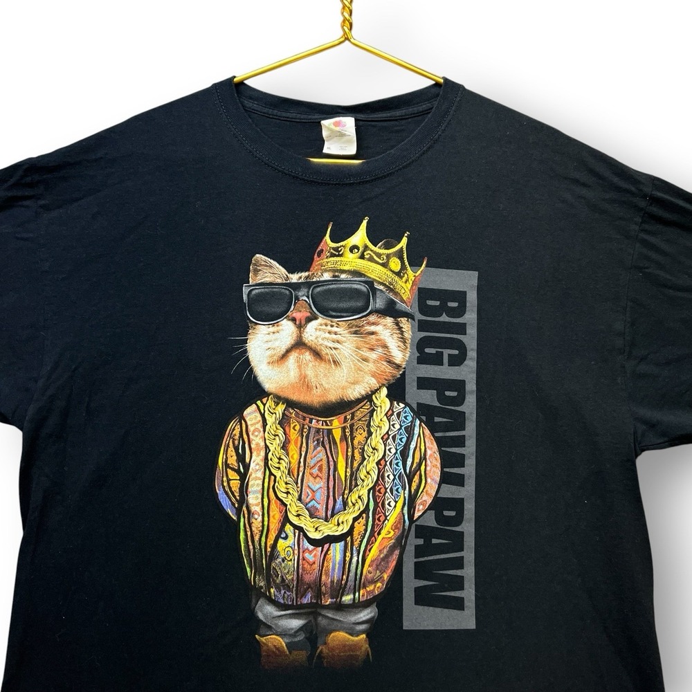 Big Paw Cat T Shirt XL Black Funny Rap Hip Hop Notorious BIG Graphic Tee